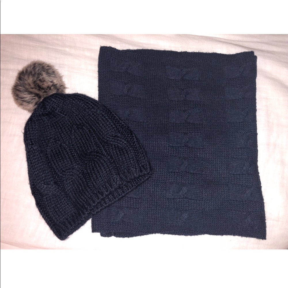 Navy Blue Infinity Scarf & Hat